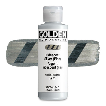 Golden Fluid Acrylic, Iridescent Silver (Fine), 4 oz.