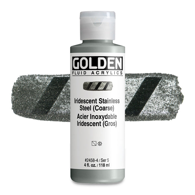 Golden Fluid Acrylic, Iridescent Stainless Steel (Coarse), 4 oz.