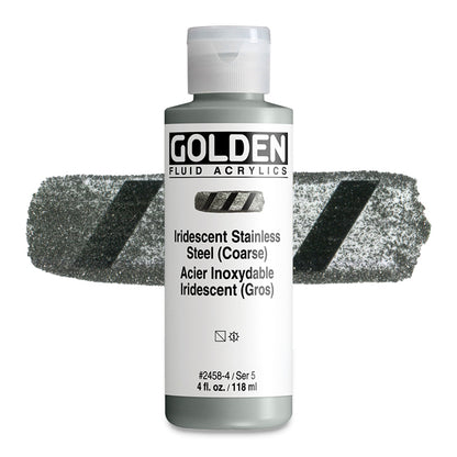 Golden Fluid Acrylic, Iridescent Stainless Steel (Coarse), 4 oz.