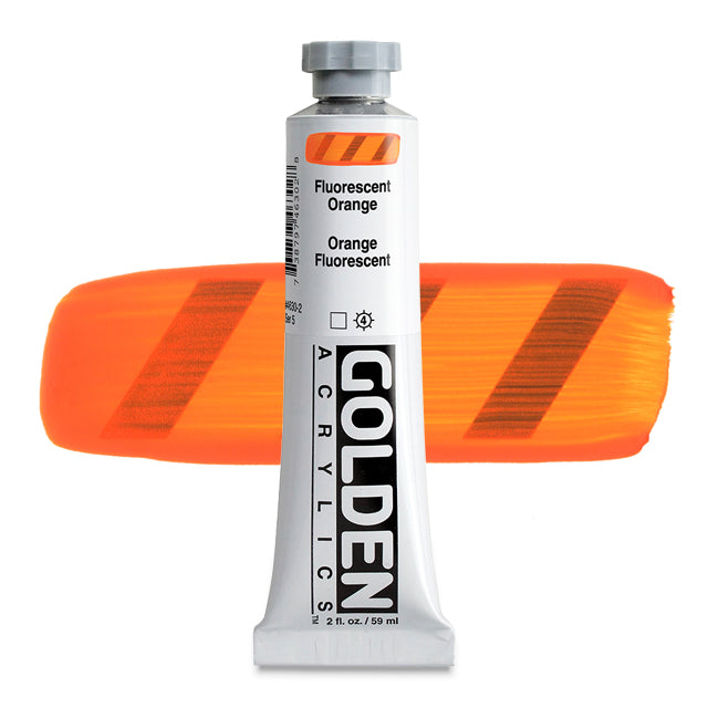 Golden Heavy Body Acrylic - Fluorescent Orange, 2 oz.