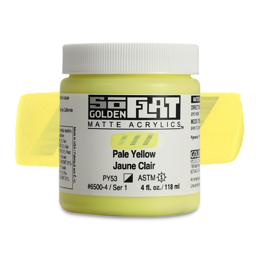 Golden SoFlat Matte Acrylic Paint - Pale Yellow, 4 oz.