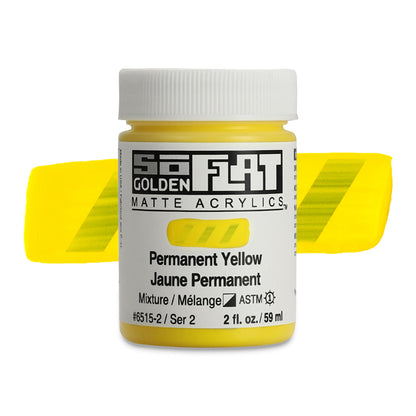 Golden SoFlat Matte Acrylic Paint - Permanent Yellow, 2 oz.