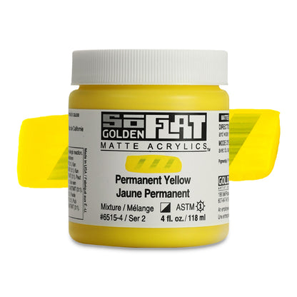 Golden SoFlat Matte Acrylic Paint - Permanent Yellow, 4 oz.