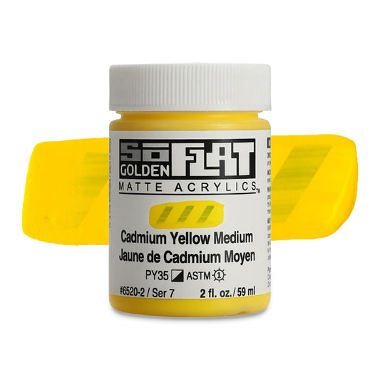 Golden SoFlat Matte Acrylic Paint - Cadmium Yellow Medium, 2 oz.