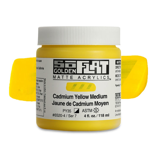 Golden SoFlat Matte Acrylic Paint - Cadmium Yellow Medium, 4 oz.