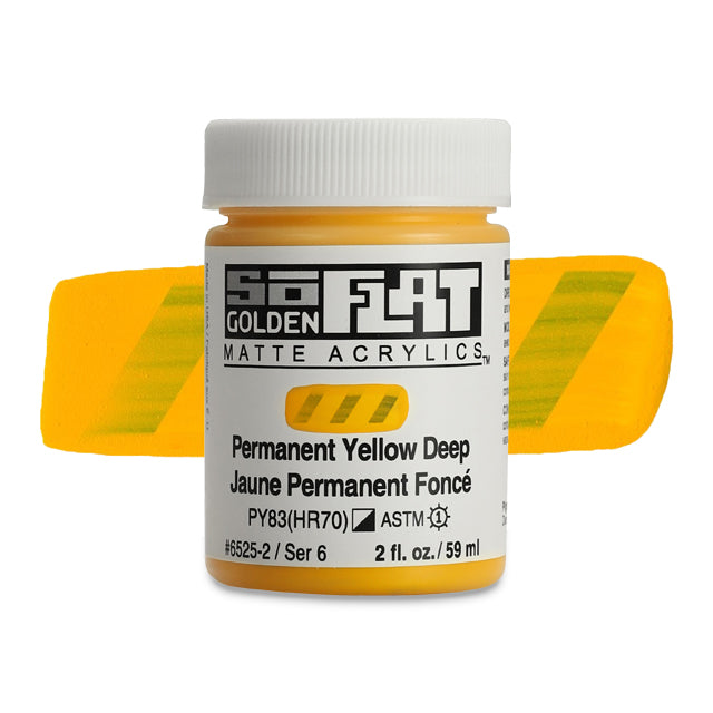 Golden SoFlat Matte Acrylic Paint - Permanent Yellow Deep, 2 oz.