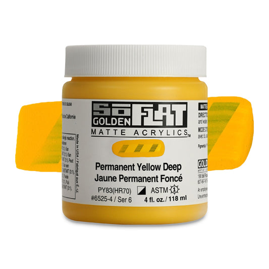 Golden SoFlat Matte Acrylic Paint - Permanent Yellow Deep, 4 oz.