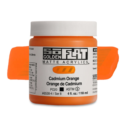 Golden SoFlat Matte Acrylic Paint - Cadmium Orange, 4 oz.