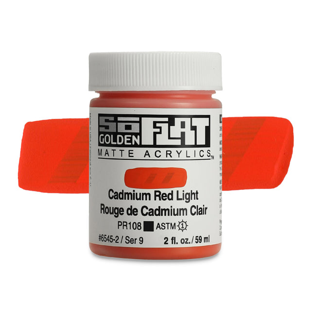 Golden SoFlat Matte Acrylic Paint - Cadmium Red Light, 2 oz.