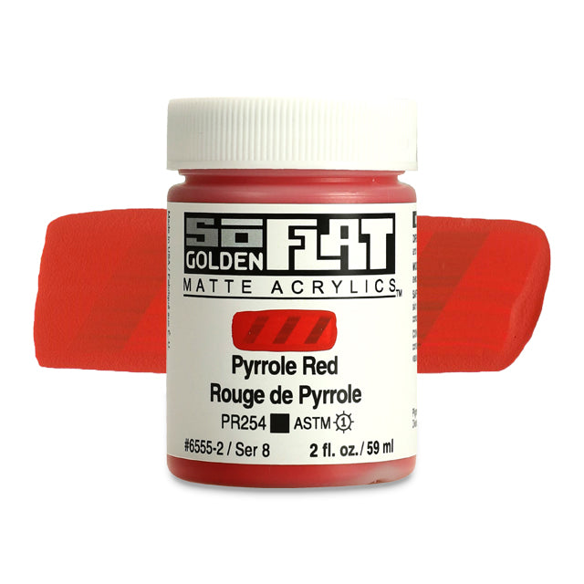 Golden SoFlat Matte Acrylic Paint - Pyrrole Red, 2 oz.