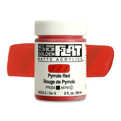 Golden SoFlat Matte Acrylic Paint - Pyrrole Red, 2 oz.