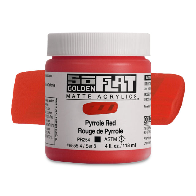 Golden SoFlat Matte Acrylic Paint - Pyrrole Red, 4 oz.