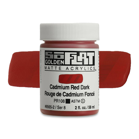 Golden SoFlat Matte Acrylic Paint - Cadmium Red Dark, 2 oz.