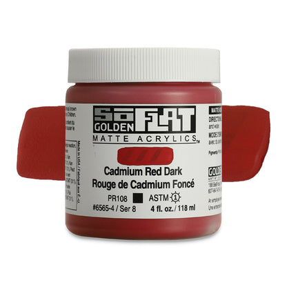 Golden SoFlat Matte Acrylic Paint - Cadmium Red Dark, 4 oz.