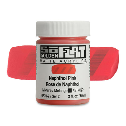 Golden SoFlat Matte Acrylic Paint - Naphthol Pink, 2 oz.