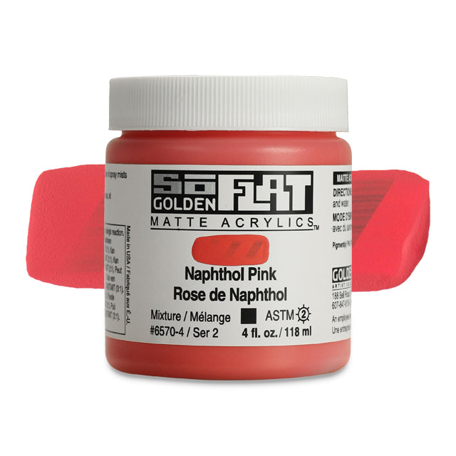 Golden SoFlat Matte Acrylic Paint - Naphthol Pink, 4 oz.