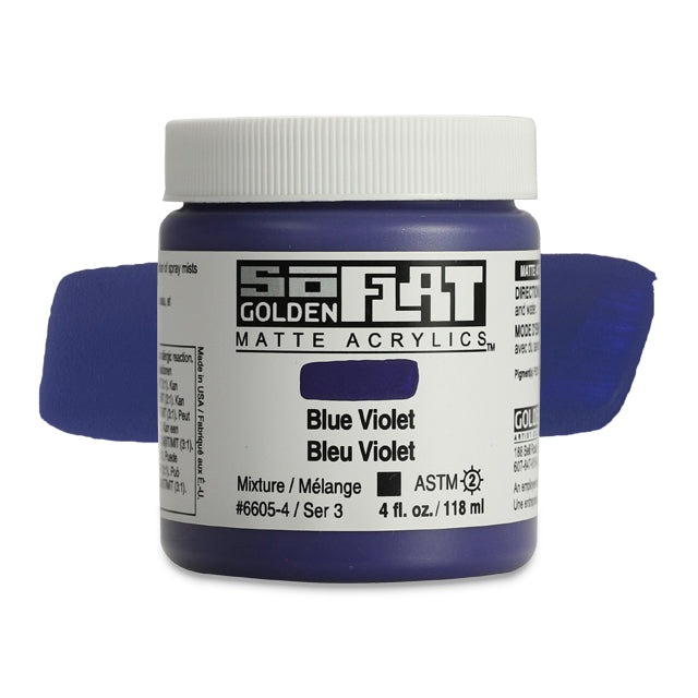 Golden SoFlat Matte Acrylic Paint - Blue Violet, 4 oz.