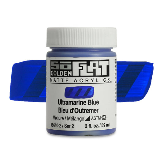 Golden SoFlat Matte Acrylic Paint - Ultramarine Blue, 2 oz.