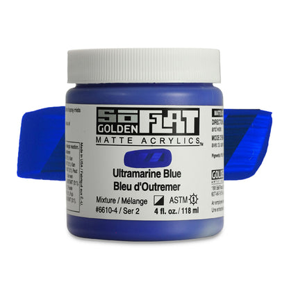 Golden SoFlat Matte Acrylic Paint - Ultramarine Blue, 4 oz.