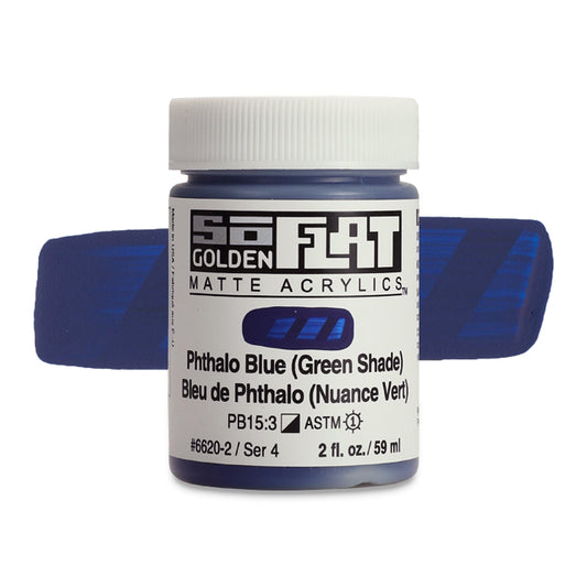 SoFlat Matte Acrylic Paint - Phthalo Blue (Green Shade), 2 oz. jar