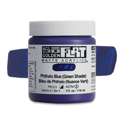 SoFlat Matte Acrylic Paint - Phthalo Blue (Green Shade), 4 oz. jar