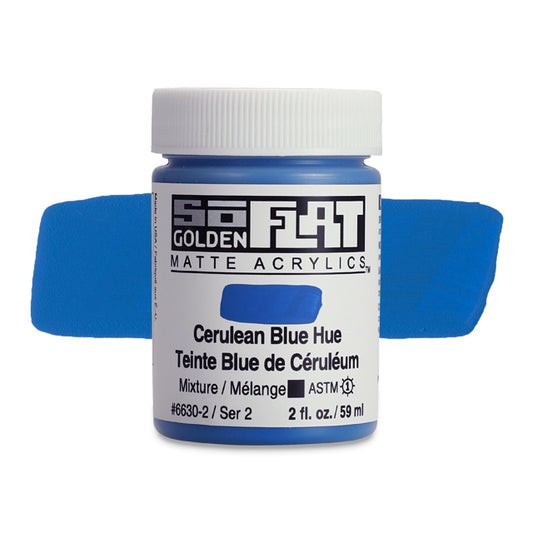 Golden SoFlat Matte Acrylic Paint - Cerulean Blue Hue, 2 oz.