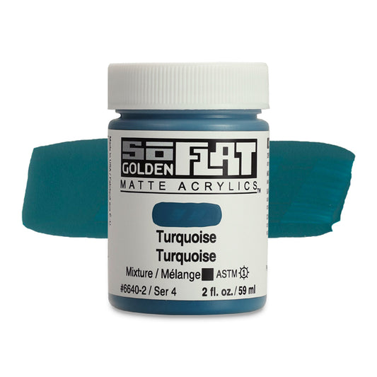 Golden SoFlat Matte Acrylic Paint - Turquoise, 2 oz.