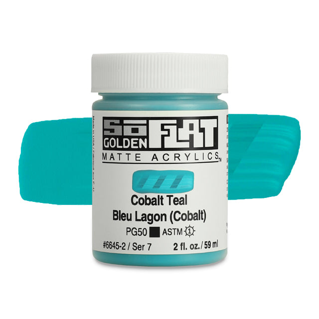 Golden SoFlat Matte Acrylic Paint - Cobalt Teal, 2 oz.