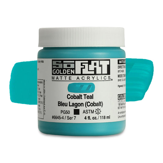 Golden SoFlat Matte Acrylic Paint - Cobalt Teal, 4 oz.