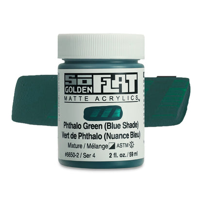 SoFlat Matte Acrylic Paint - Phthalo Green (Blue Shade), 2 oz. jar