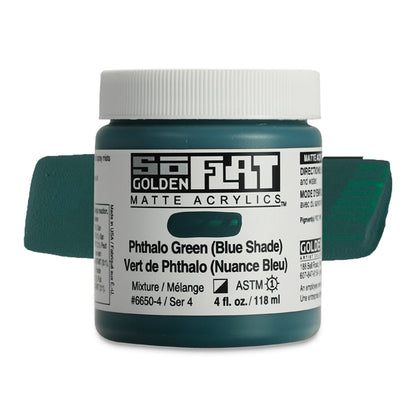 SoFlat Matte Acrylic Paint - Phthalo Green (Blue Shade), 4 oz. jar