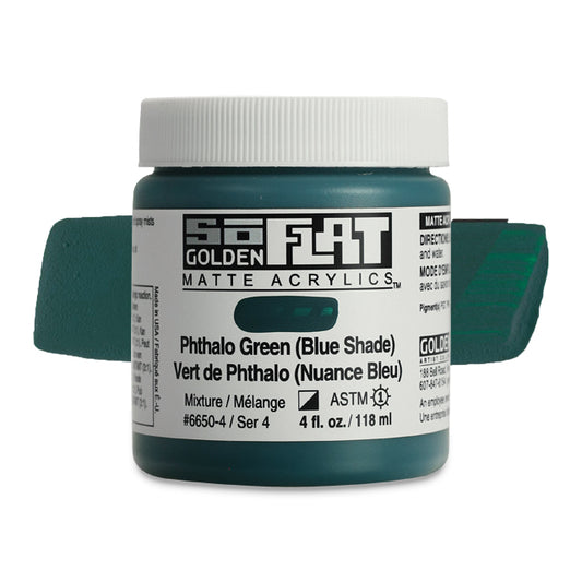 SoFlat Matte Acrylic Paint - Phthalo Green (Blue Shade), 4 oz. jar