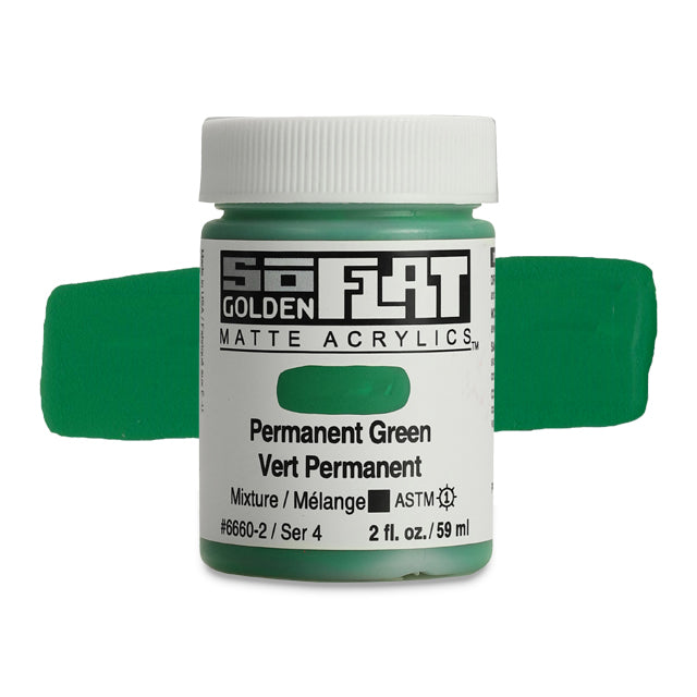 Golden SoFlat Matte Acrylic Paint - Permanent Green, 2 oz.