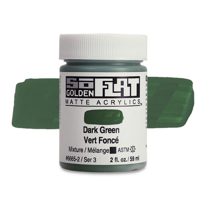 Golden SoFlat Matte Acrylic Paint - Dark Green, 2 oz.