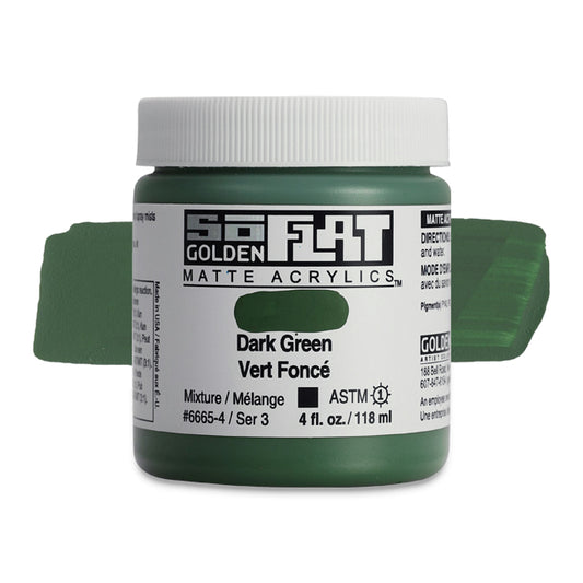 Golden SoFlat Matte Acrylic Paint - Dark Green, 4 oz.