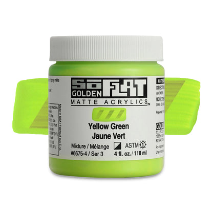 SoFlat Matte Acrylic Paint - Yellow Green, 4 oz. jar