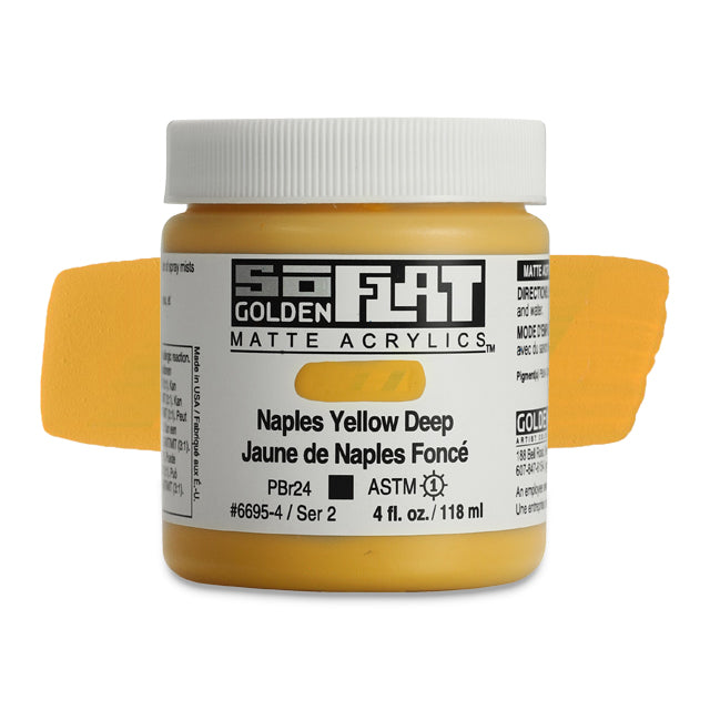 Golden SoFlat Matte Acrylic Paint - Naples Yellow Deep, 4 oz.