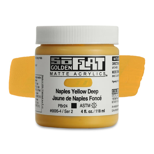 Golden SoFlat Matte Acrylic Paint - Naples Yellow Deep, 4 oz.