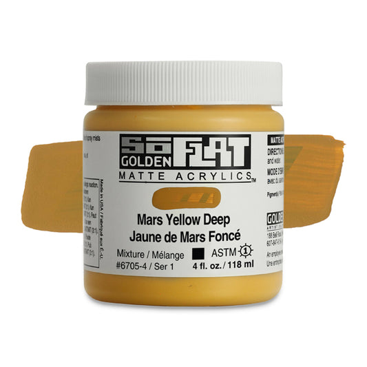 SoFlat Matte Acrylic Paint - Mars Yellow Deep, 4 oz. jar