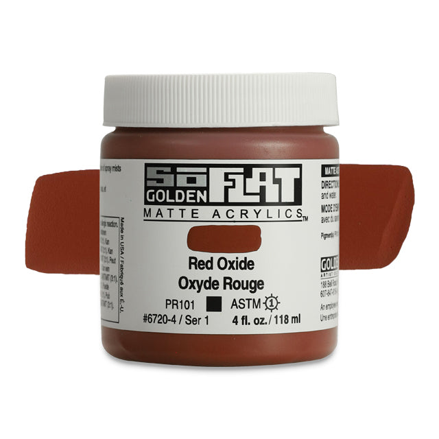 SoFlat Matte Acrylic Paint - Red Oxide, 4 oz. jar