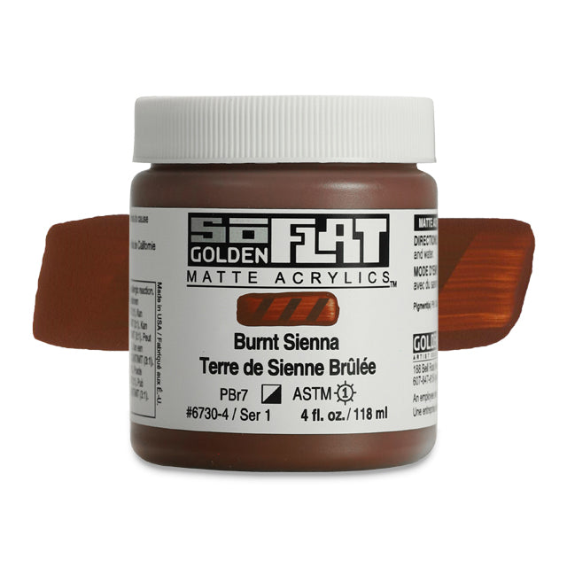 SoFlat Matte Acrylic Paint - Burnt Sienna, 4 oz. jar