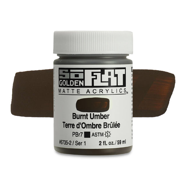 SoFlat Matte Acrylic Paint - Burnt Umber, 2 oz. jar