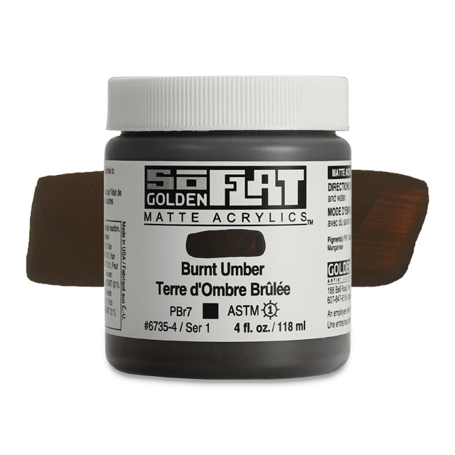 SoFlat Matte Acrylic Paint - Burnt Umber, 4 oz. jar