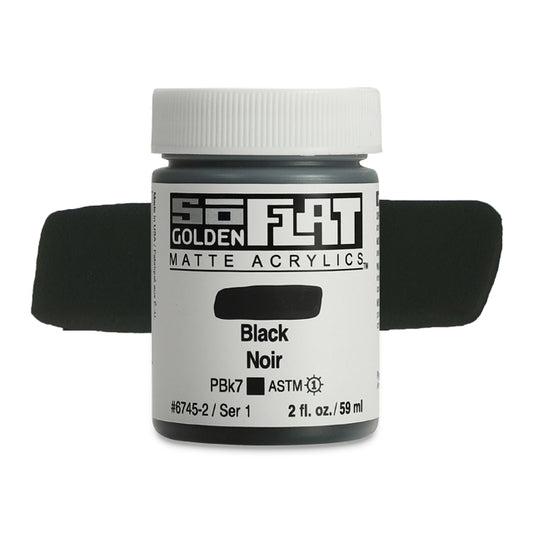 SoFlat Matte Acrylic Paint - Black, 2 oz. jar