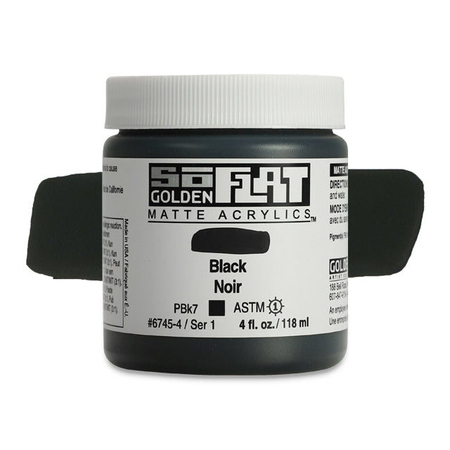 SoFlat Matte Acrylic Paint - Black, 4 oz. jar