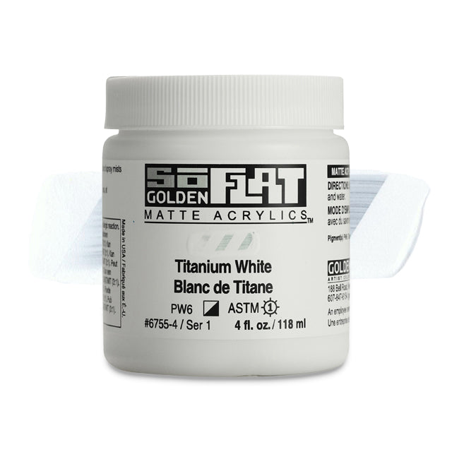 SoFlat Matte Acrylic Paint - Titanium White, 4 oz. jar