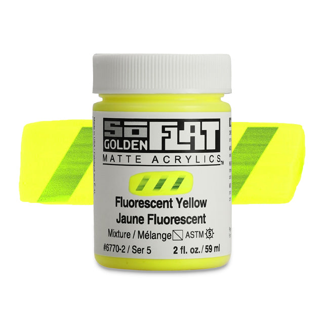 SoFlat Matte Acrylic Paint - Fluorescent Yellow, 2 oz. jar