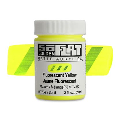 SoFlat Matte Acrylic Paint - Fluorescent Yellow, 2 oz. jar