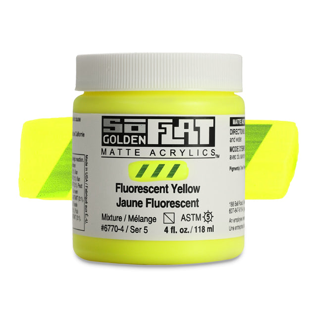 SoFlat Matte Acrylic Paint - Fluorescent Yellow, 4 oz. jar