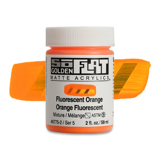 SoFlat Matte Acrylic Paint - Fluorescent Orange, 2 oz. jar